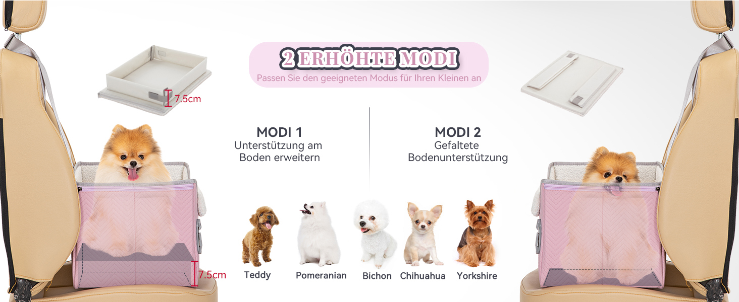 Автомобільний лежак для собак Petsfit - зручний та безпечний крісло-кошик для маленьких собак з кріпленням для ременя безпеки та знімним м'яким подушечкою (рожевий/сірий)