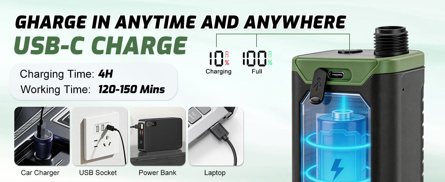 Портативний душ для кемпінгу з насосом та акумулятором 8000mAh, з цифровим дисплеєм, набір для душу на відкритому повітрі: кемпінг, подорожі, автомийка