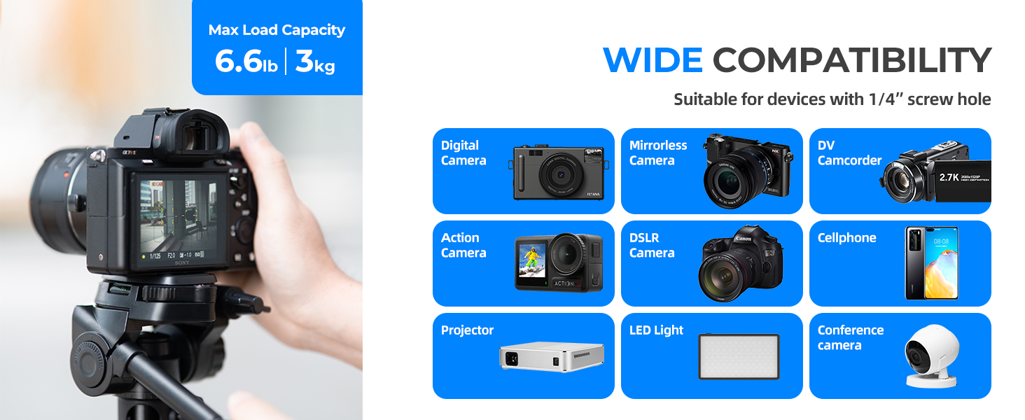 Штатив AMBITFUL 157.5 см, чорний, професійний, алюмінієвий, знімний, для фото- та відеозйомки (камера, DSLR, смартфон, екшн-камера, телескоп)