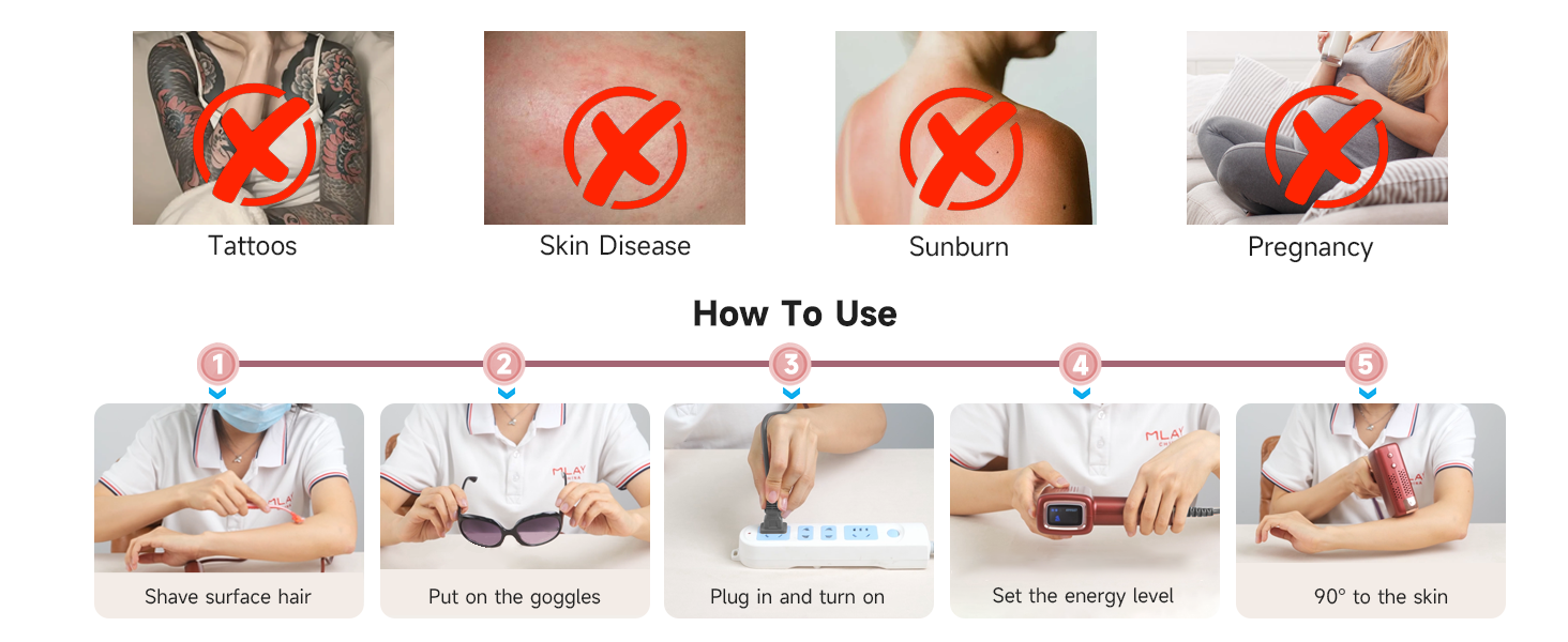 MLAY IPL пристрій для епіляції лазером: швидка та безболісна епіляція для тіла, обличчя та зони бікіні. Підходить для чоловіків та жінок. (Червоний)