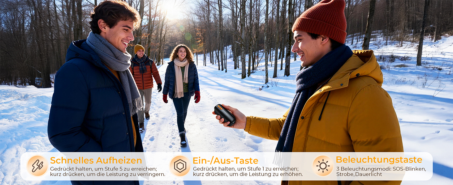 Електричні грілки для рук VIWAVE (2 шт) з LED, USB-зарядка, 5 температурних режимів, для кемпінгу, подарунок для жінок та чоловіків