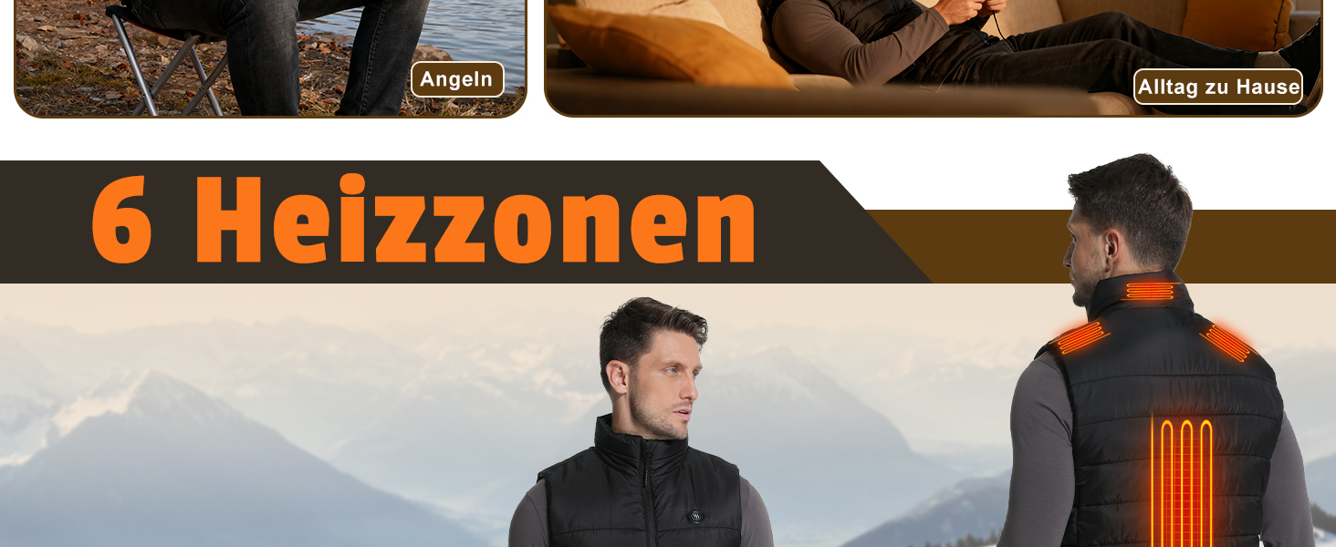 Обогревна жилетка Miss Doozy з Powerbank 10000mAh, 6 зон нагріву, 3 режими температури - для чоловіків та жінок, Outdoor, мотоцикл, туризм, XXL