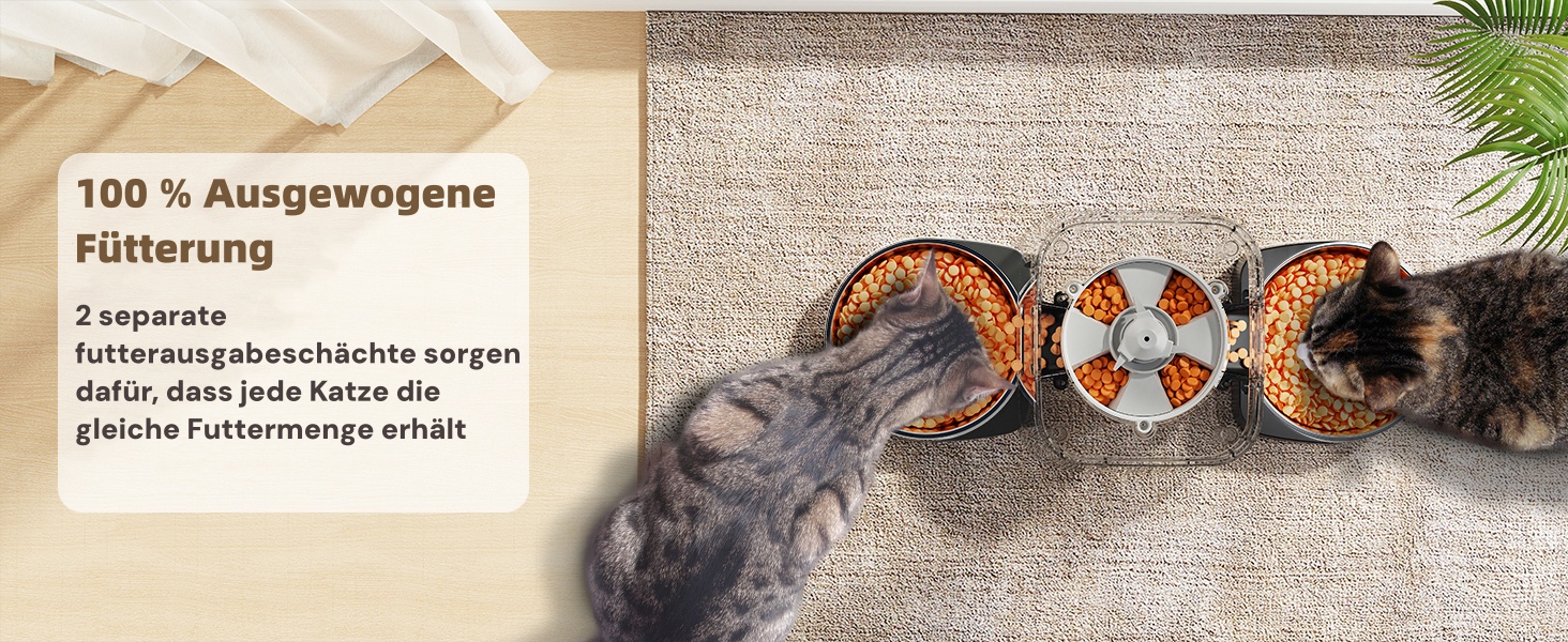 Автоматичний годівник для котів та собак HoneyGuardian з 2 мисками, таймером та великим об'ємом 3.5L, чорний