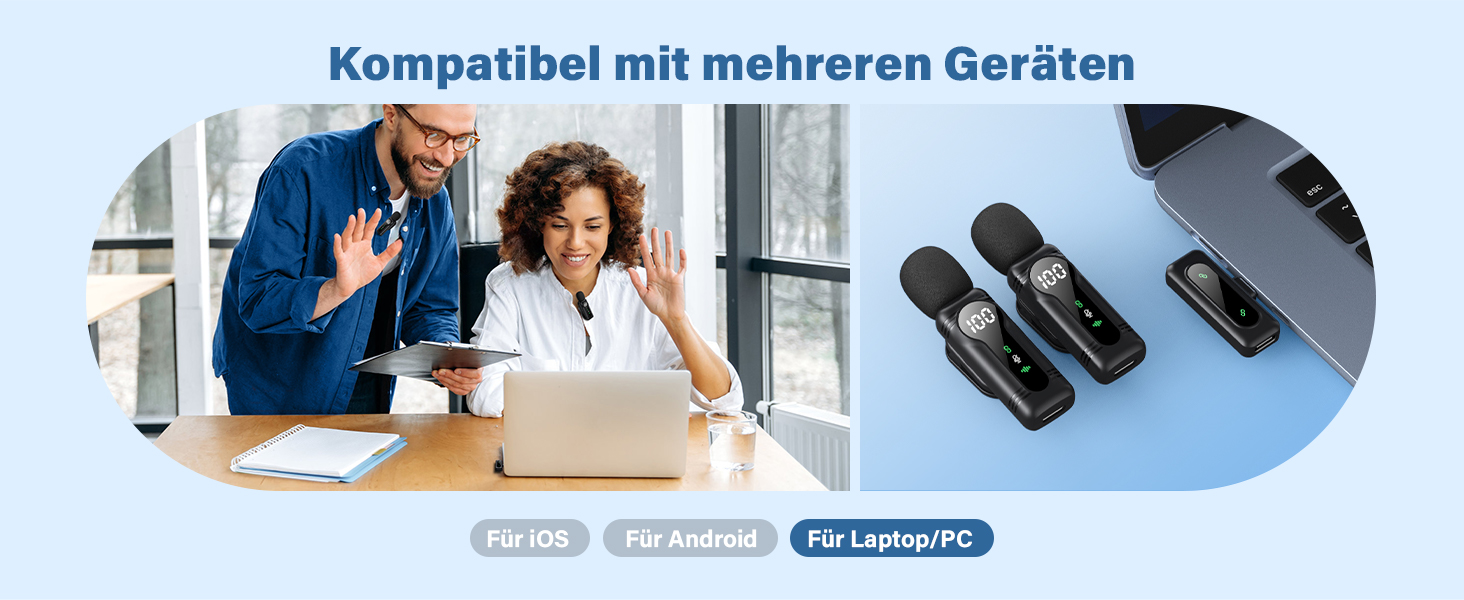 Беспроводной петличный микрофон для iPhone, iPad, Android - миниатюрный клип-микрофон с шумоподавлением, авто-подключением, функцией отключения звука и реверберацией, идеально подходит для видеоблогинга, видеосъемки, TikTok