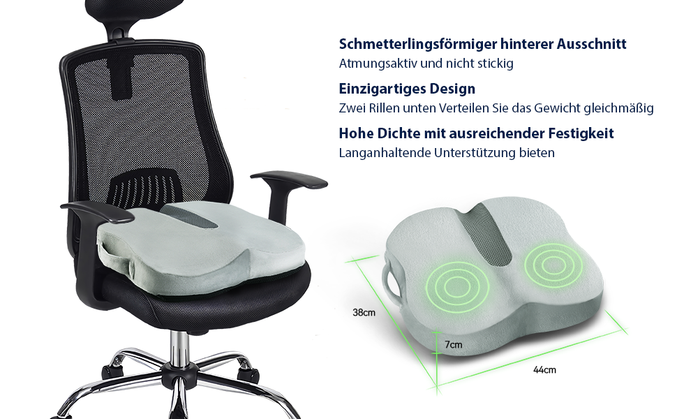 Подушка для сидіння Travel Ease з гелевою піною Memory Foam - ергономічна підтримка для офісу, авто та ігор (сірий)