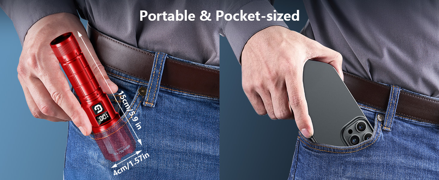 LED ліхтарик Gearlite, 6000 люмен, тактичний, з регулюванням фокусу, 3 режими, водонепроникний IP65, для кемпінгу, риболовлі, туризму, надзвичайних ситуацій (червоний, 1 шт.)