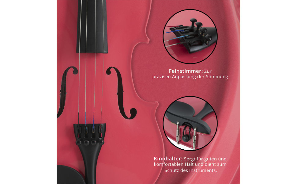 Скрябавка Cantabile VP-100PK 1/2 - Комплект для початківців: скрипка, бовтан, чохол, смола, запасні струни (рожевий)