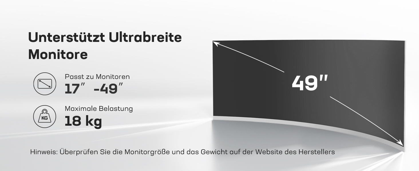 Кріплення для монітора HUANUO для Ultrawide екранів до 49 дюймів, 18 кг, регульований кронштейн, VESA 100x100mm, без RGB підсвітки