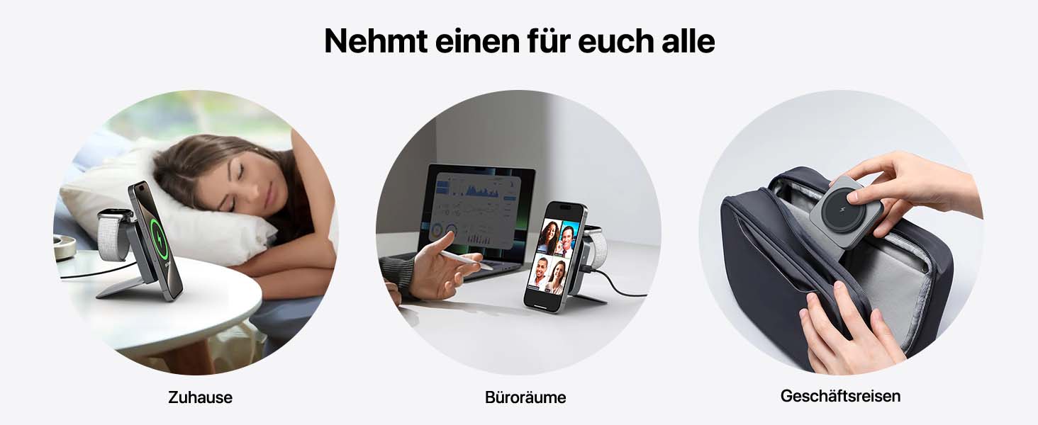 Бездротова зарядка MagSafe для Apple Watch та iPhone (сірий колір), сумісна з iPhone 16 15 14 13 12, iWatch Series, AirPods Pro 3 2