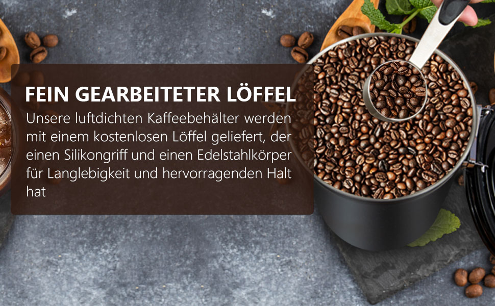 Контейнер для кави Dreamhigh® з дозатором, 1 кг, нержавіюча сталь, 2800 мл, чорний