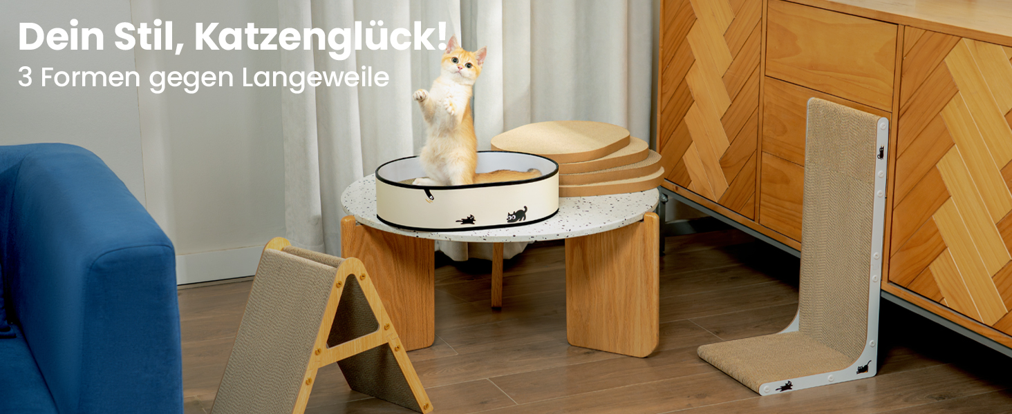 Котячий когтетоп з коробкою та 4 змінними когтеточками - великий комплекс з міцного гофрокартону, двосторонні когтеточки з наклейками DIY - лежанка для котів у квартирі, захист меблів. Великий котячий бокс + 4 когтедрови + наклейки