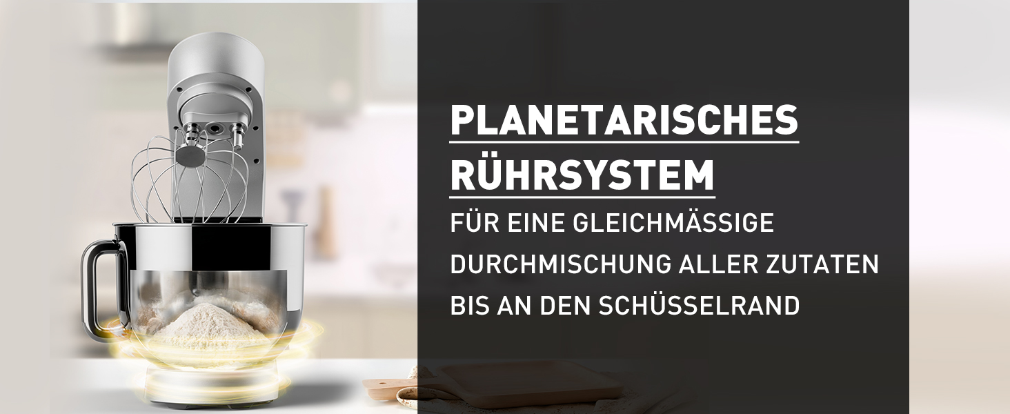 Кухонна машина Heinrichs з подвійним гаком для тіста, міксер, 2500W, 8L чаша з нержавіючої сталі, 8 швидкостей, тиха робота, колір