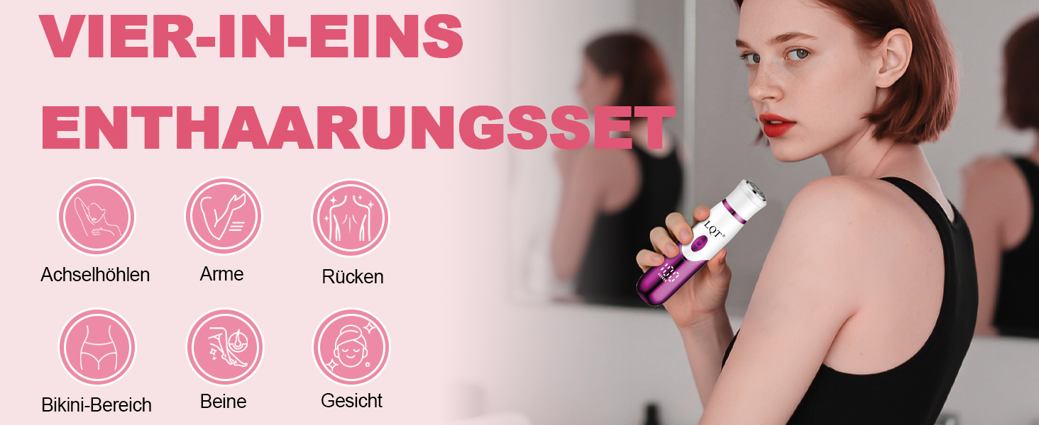 Електричний жіночий триммер 4-в-1 з LED-дисплеєм: для обличчя, брів, бікіні. Розроблено спеціально для жінок. Білий колір.