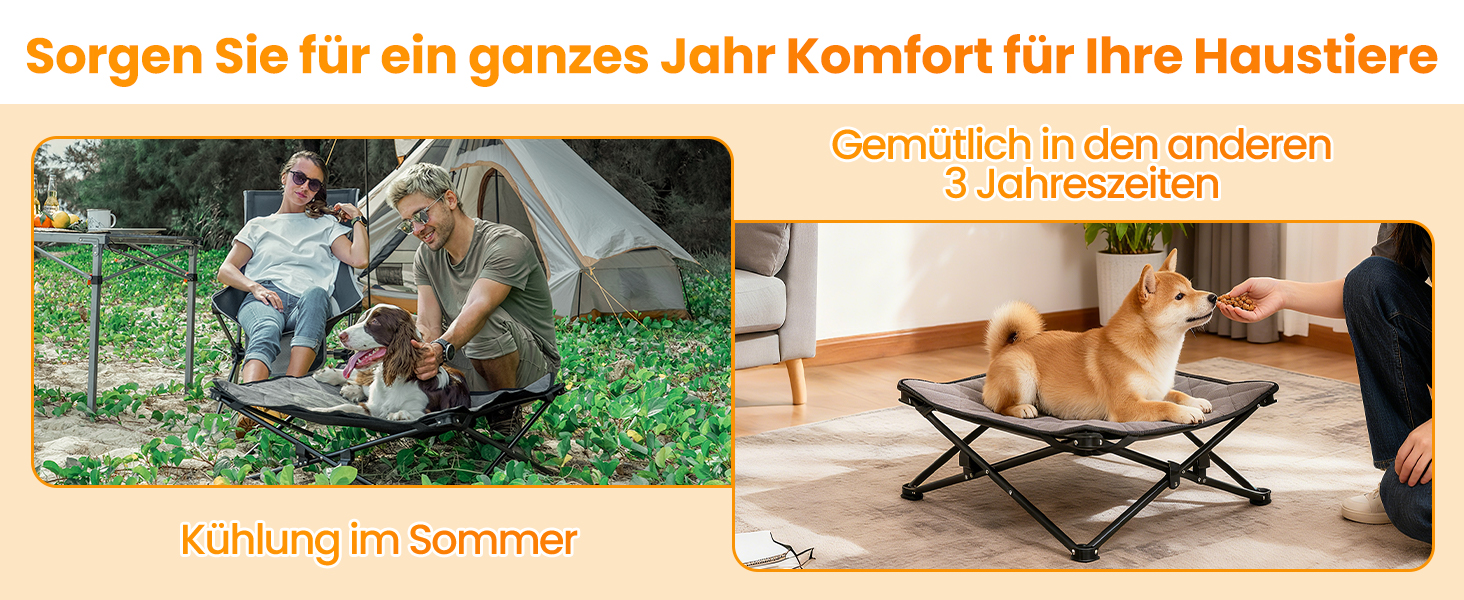 КінгКемп Лежанка для собак, піднята лежанка для домашніх тварин, Outdoor, чорна, 57 x 57 x 23 см