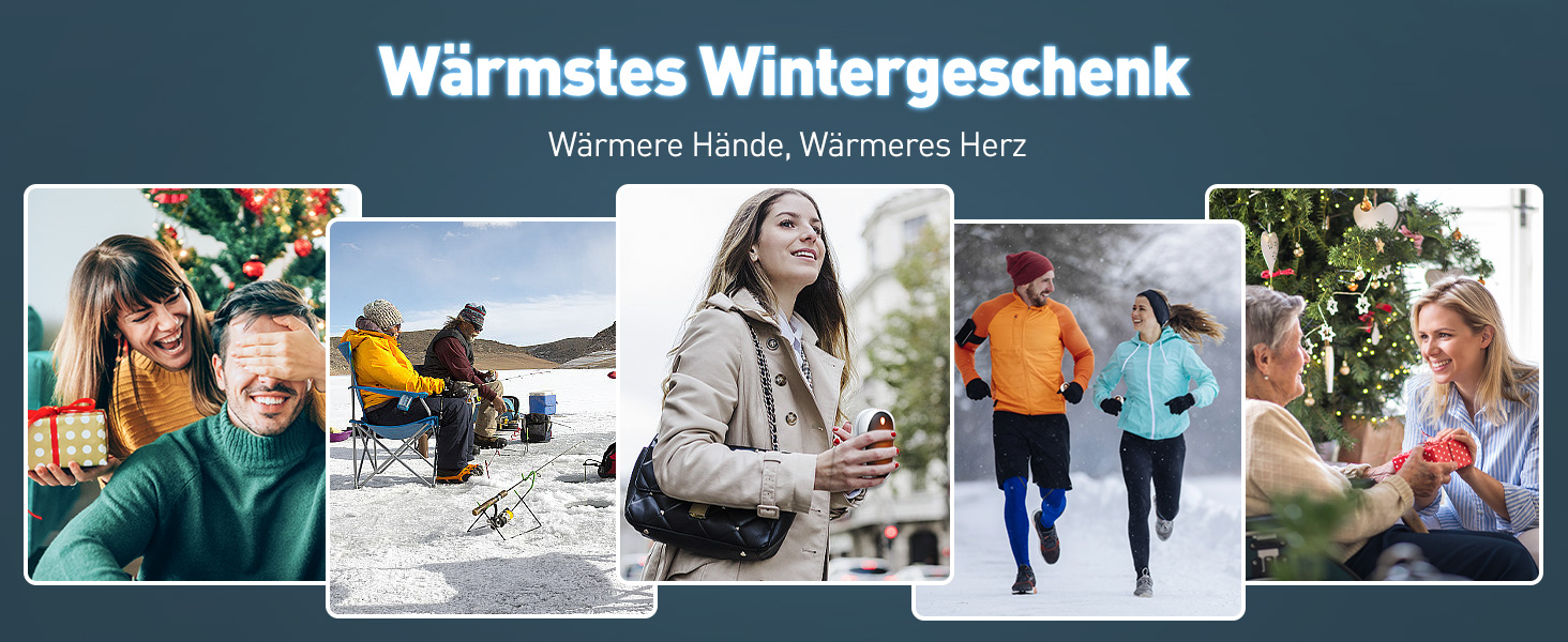 Електричні грілки для рук Cnkeeo 2 шт. з роздільним магнітним з'єднанням, Powerbank USB, 3 режими нагріву, для активного відпочинку, риболовлі, полювання, чорно-білі