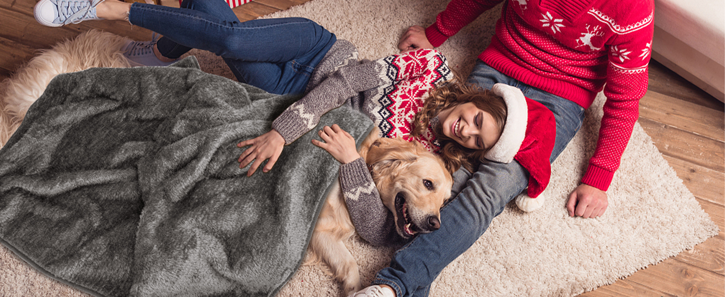 Плед для собак та котів Nobleza: м'який флісовий плед, 100x80 см, 2 шт. (темно-сірий та світло-сірий)