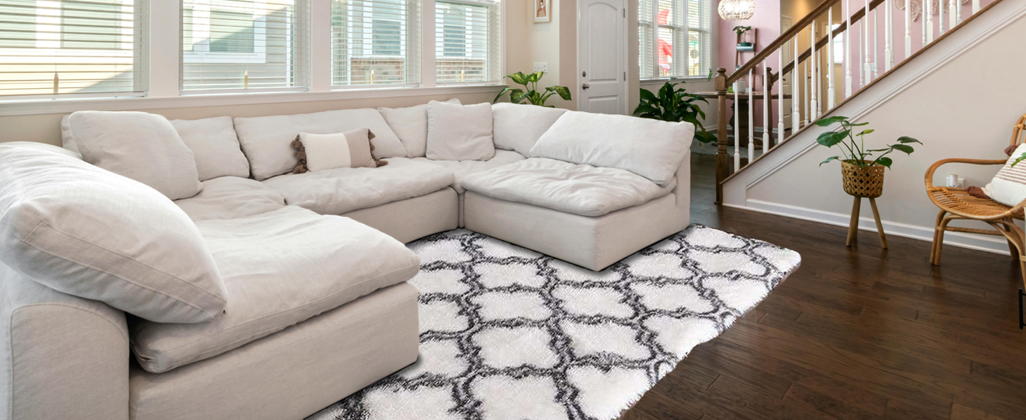 Килимок для вітальні та спальні Gsogcax, 120 x 160 см, сірий, пухнастий, з антиковзаючим покриттям, супер м'який, великий, для дому, сучасний декор, килим на підлогу