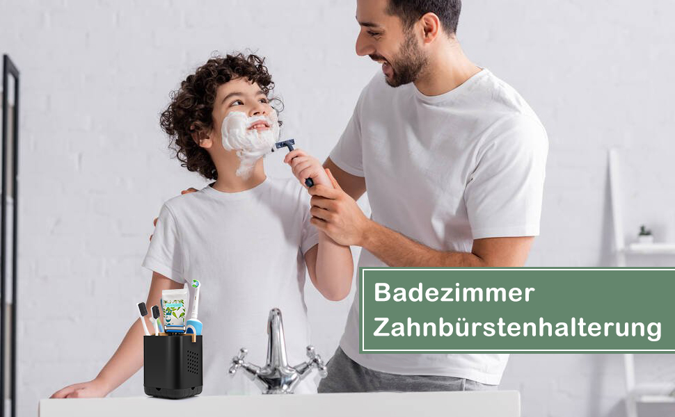 Тримач для електричної зубної щітки з підставкою для насадок, органайзер для ванної кімнати, чорний