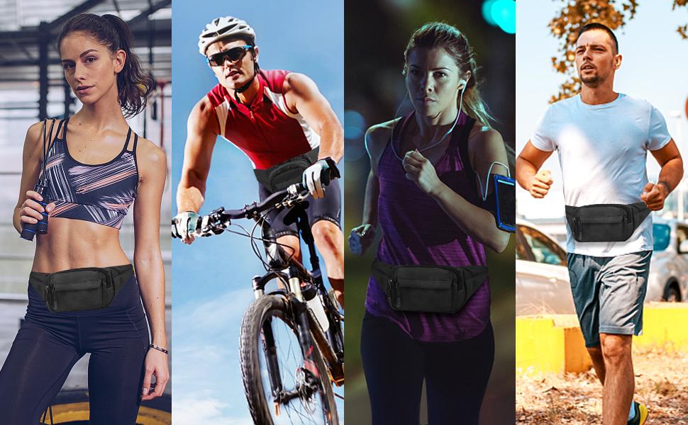 Водонепроникна поясна сумка-рюкзак для жінок та чоловіків, ідеальна для туризму, кемпінгу, велосипеду та подорожей, чорного кольору, велика