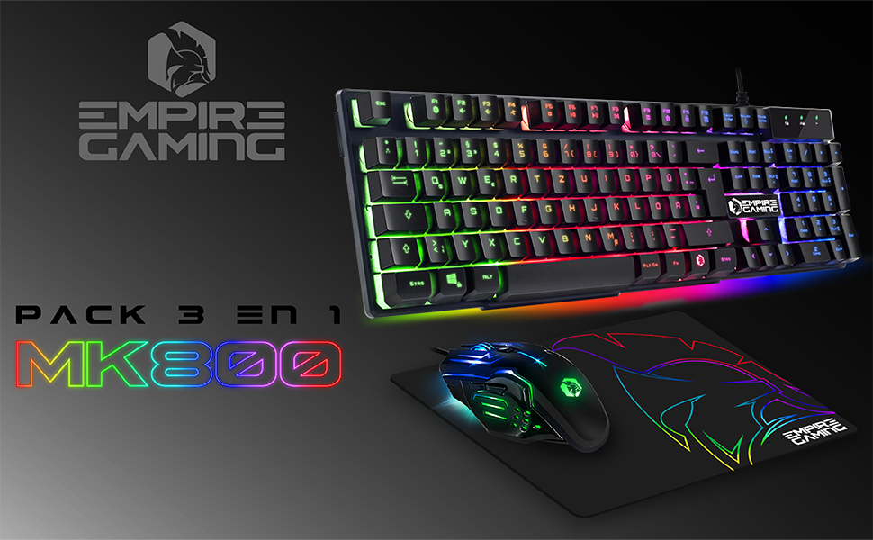 Бездротовий ігровий набір клавіатури та миші EMPIRE GAMING Armor RF800 - RGB підсвітка, 4800 DPI, QWERTZ (DE) - сумісний з PC, PS4, PS5, Xbox, Mac (білий)