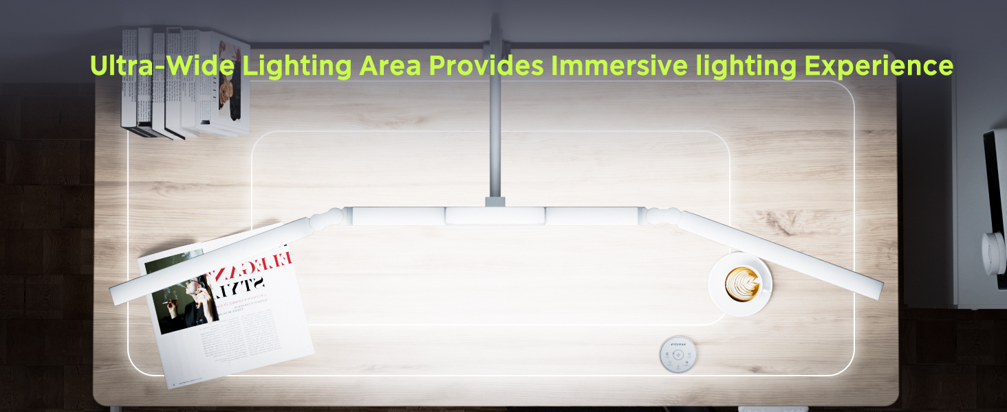 Стіл лампа з 3 джерелами світла, 24W, 100см, денне світло, з пультом керування, регульована яскравість, лампа для офісу та дому (Mattweiß)