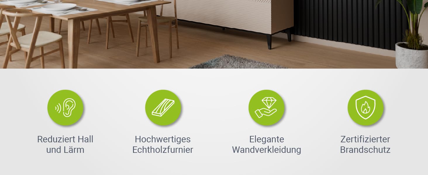 Акустичні панелі Juskys для стін, набір 4 шт (2,88 м²), 120x60 см, шумопоглинаючі декоративні панелі від луни та шуму, колір: чорний дуб