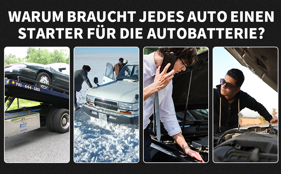 Powerbank Starthilfe 5000A з LCD екраном для автомобіля 12V. Зарядний пристрій для акумулятора авто з LED ліхтариком, підходить для 10л бензину або 9л дизеля. Срібний колір.