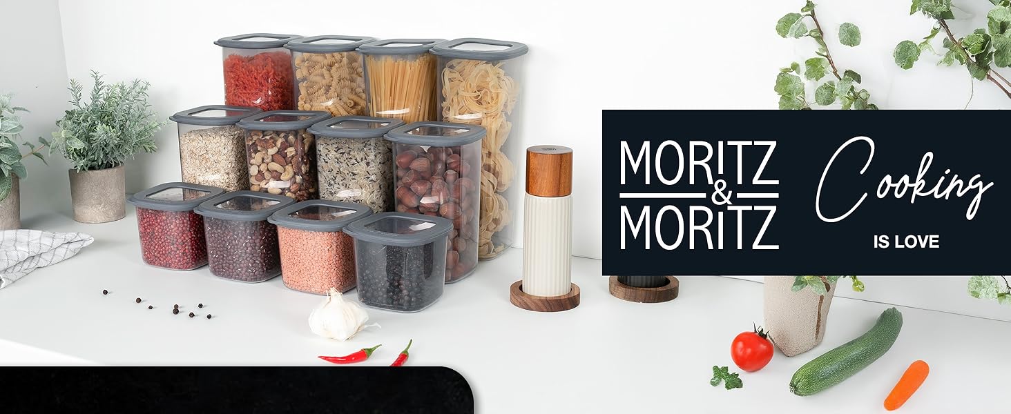 Набір контейнерів для зберігання продуктів Moritz & Moritz (12 шт) герметичні, для кухні, штабельовані, харчовий пластик