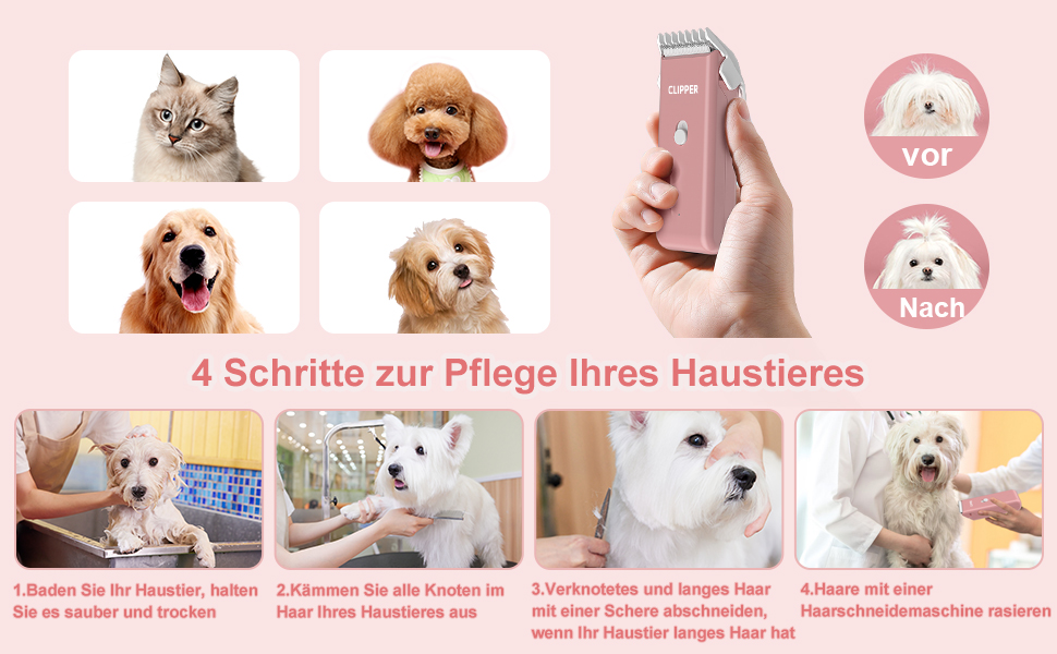 Професійна машинка для стрижки собак та котів, тиха, з керамічним лезом, електрична, водонепроникна (IPX7), зелена, стандартний набір