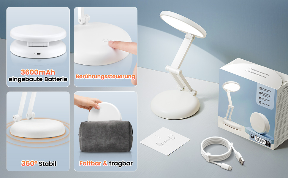 Світлодіодна лампа для читання One Fire 48 LED з USB, 10W адаптер, 40см, гнучка, біла - нічник для дитячого ліжка