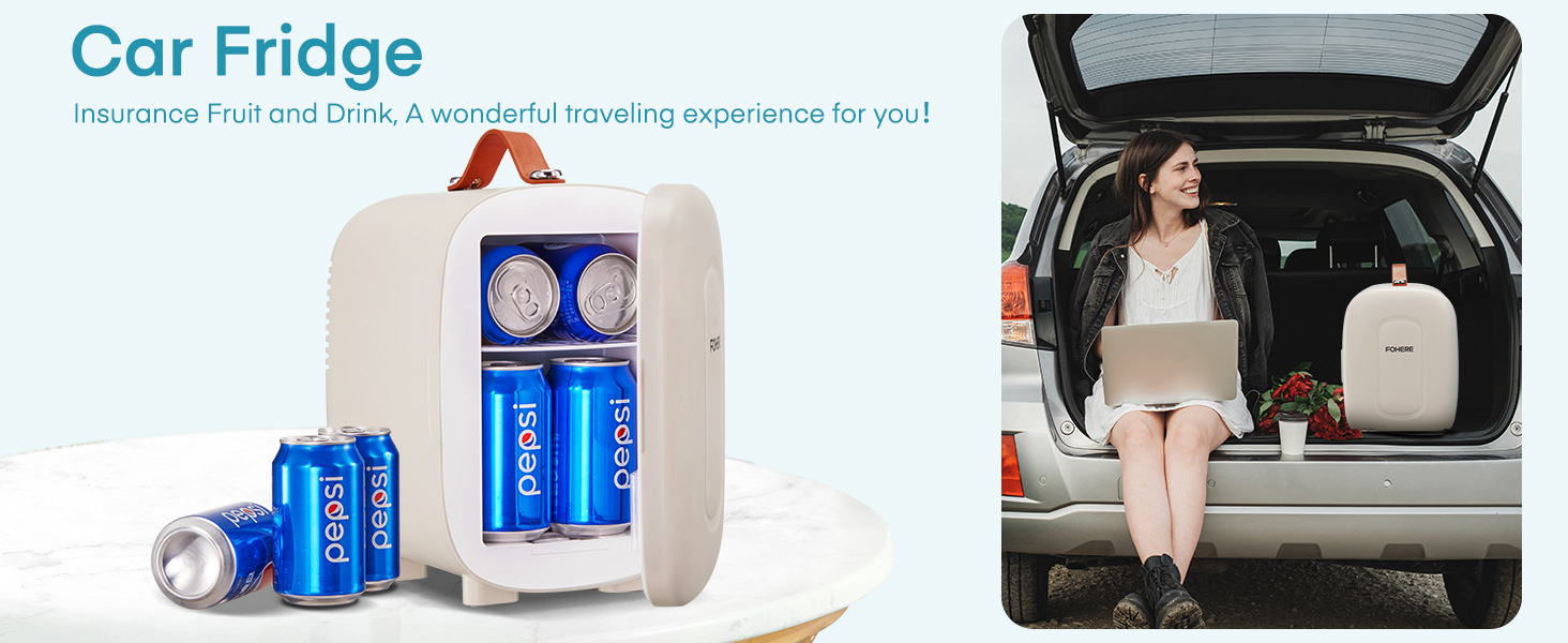 Mini холодильник FOHERE 5 літрів: для напоїв та догляду за шкірою, USB живлення, 220V/12V, білий