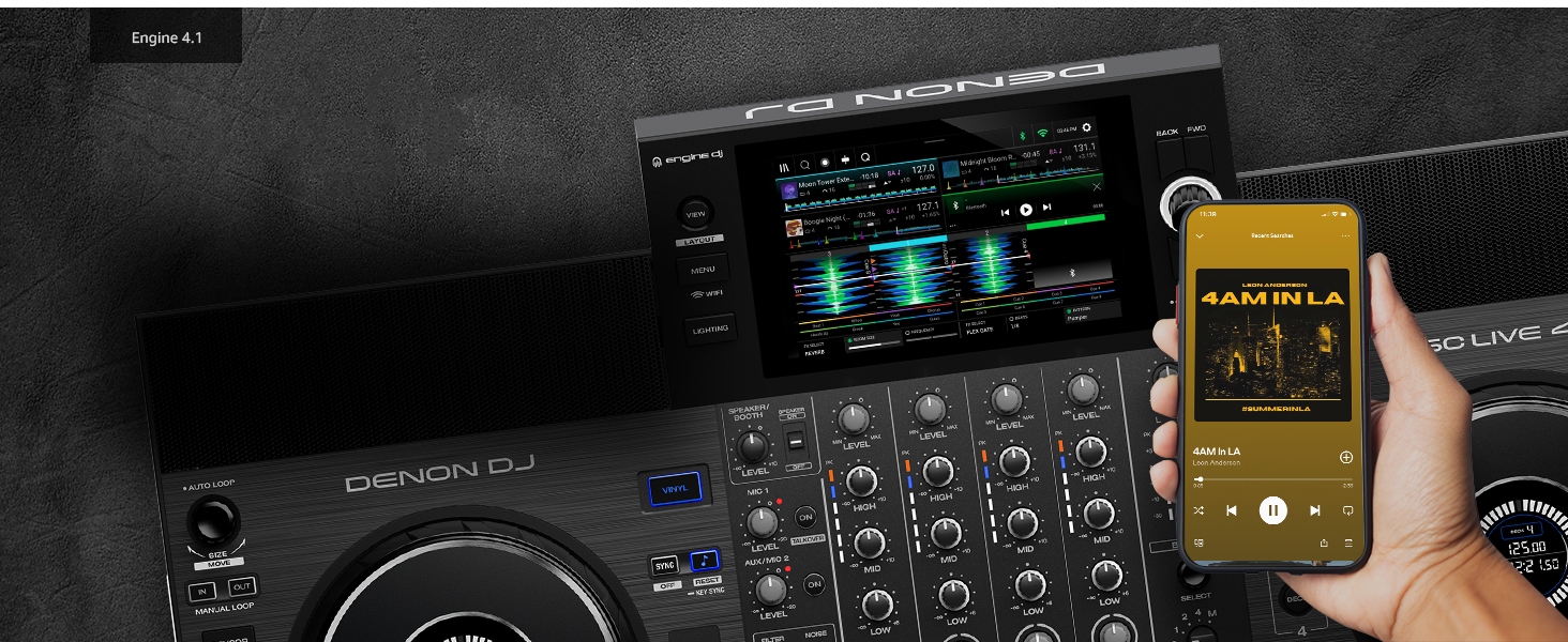 DJ контролер Denon DJ SC LIVE 4: 4 деки, Stem-розділення, Wi-Fi, вбудовані динаміки, сумісність з Serato DJ та Virtual DJ