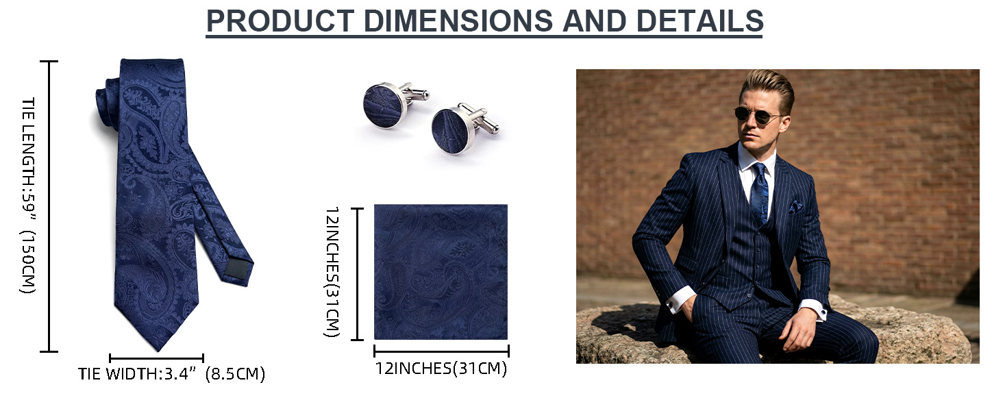 Чоловіча краватка Enlision Paisley, комплект з нагрудною хусткою та запонками, формальна, бізнес, червоно-чорна