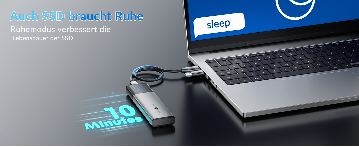 Зовнішній корпус для M.2 SSD SETMSPACE NVMe та SATA, алюмінієвий адаптер USB для M-Key та B&M-Key, безінструментальна збірка, сірий