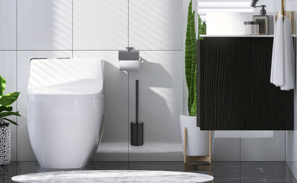 Набір для чищення унітазу з нержавіючої сталі 304, комплект з 2 насадками (круглі, чорні)