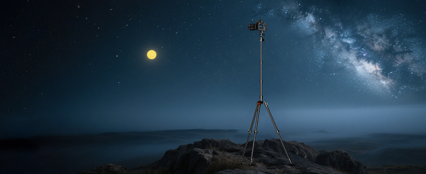 Штатив для камери XXZU 180 см, легкий, для DSLR/смартфона, з кульковою головкою 360° та 1/4-дюймовою різьбою, чорний