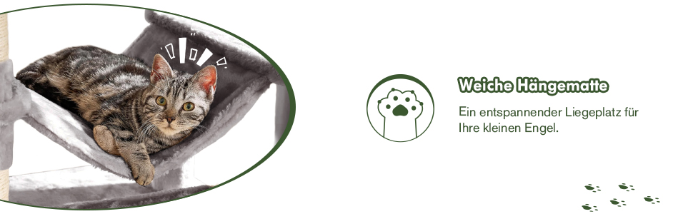 Котячий комплекс MUTICOR 168 см з кількома рівнями, гамак, кошики та іграми для великих котів (сірий)