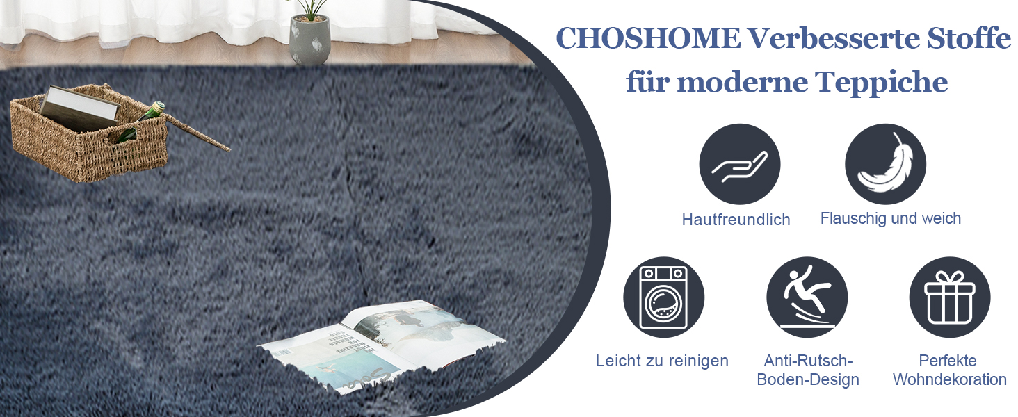 Килимок CHOSHOME для спальні, вітальні: м'який, сучасний, з високим ворсом, антиковзаюча підкладка, для дитячої кімнати, шэггі, сірий, 90x150 см