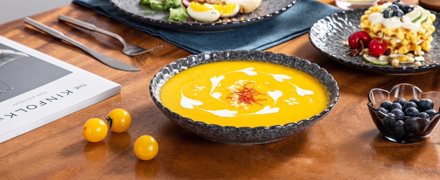 Комплект посуду Vancasso Chrys: 12 предметів з кераміки для 4-12 осіб (тарілки для супу, десерту, обідні)