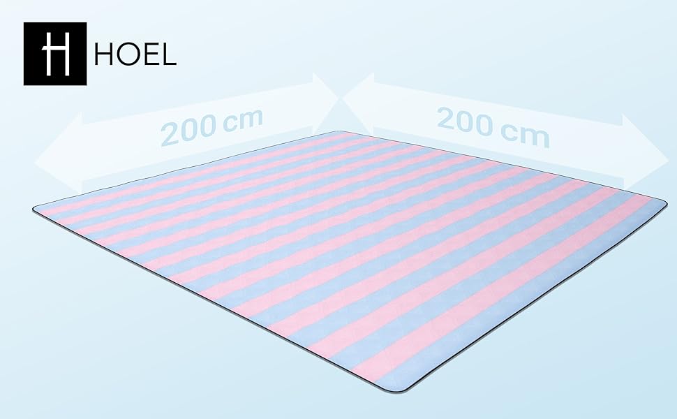 Пікнікова ковдра HOEL 200x200 см водонепроникна, ізольована, утеплена – туристичний килимок XXL для пікніка, пляжу, кемпінгу, відпочинку на природі