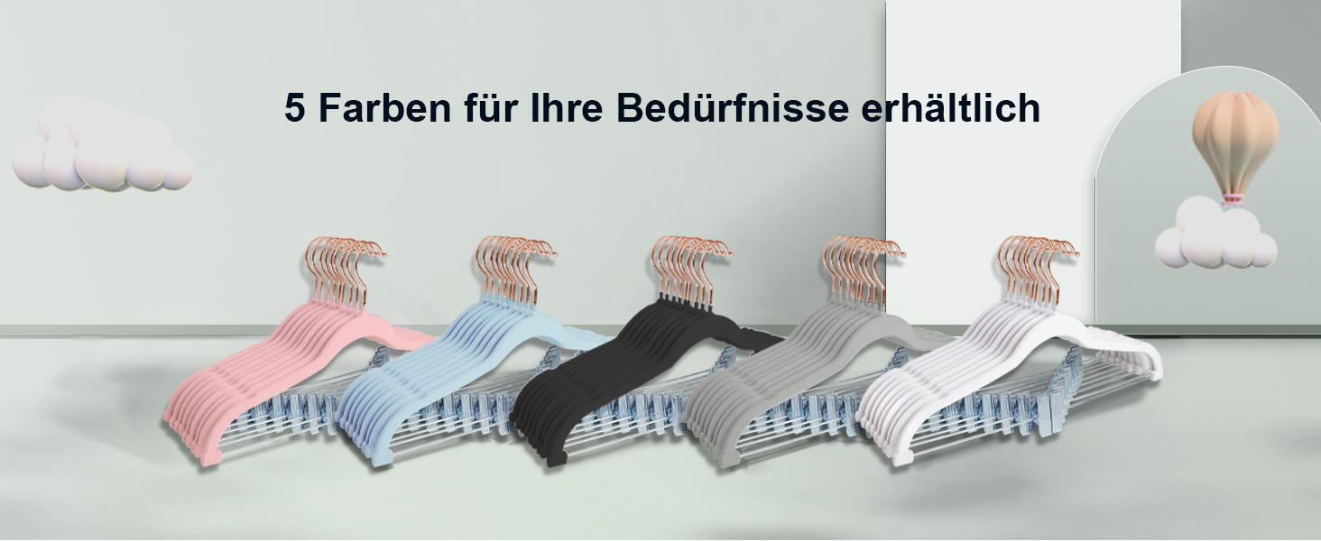 Набір вішалок для штанів Stormix 24 шт., 42 см, з кліпсами, протиковзкі, для штанів, спідниць, суконь, курток, пальто, чорні (гачки рожевого золота)