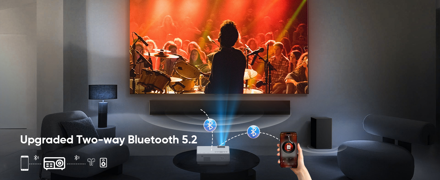 Портативний міні-проектор Smart Beamer Android 11 з WiFi 6, Bluetooth 5.2, підтримкою 4K/1080P та автоматичною корекцією трапеції. Підходить для підключення до телефону та ноутбука.