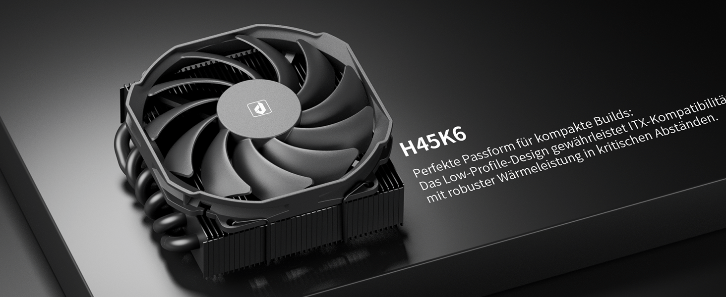 upHere H45K6: Тихий кулер для CPU з 6 тепловими трубками (90x45 мм) - сумісний з AM5/AM4/AM3, Intel 1851/1700/115x/1200