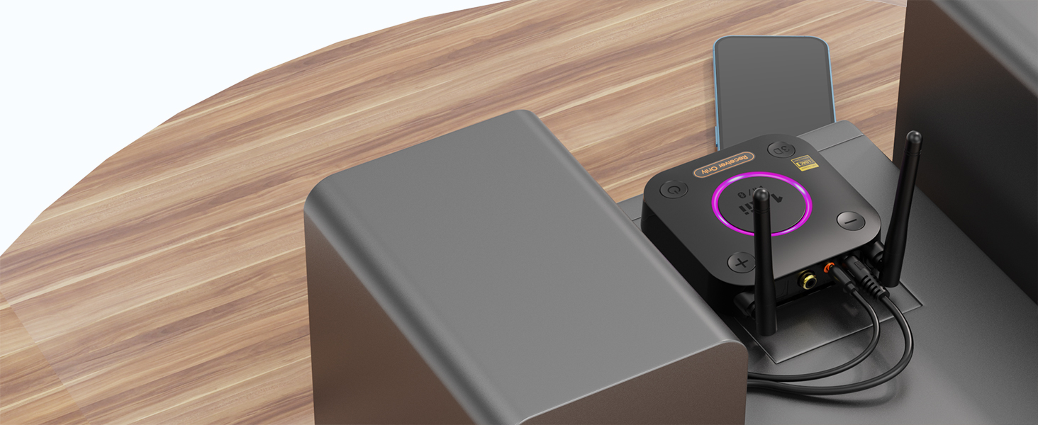 1Mii Bluetooth 5.1 Аудіо Адаптер з Низькою Затримкою aptX, 3D Surround, для Підсилювачів, Ламп, RCA AUX, Оптичний, Коаксіальний