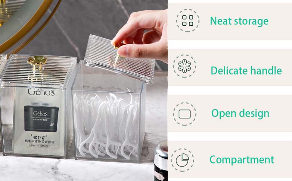 Контейнер для ватних паличок та дисків 2 шт. Організатор для ванної кімнати, прозорий | Зберігання для туалетного столика