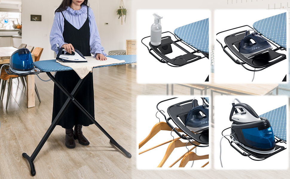 Гладильна дошка Duwee Extra Wide Deluxe з підставкою для праски, термостійкий чохол та товстий фетровий наклад, стабільні ніжки, 117 x 43 см