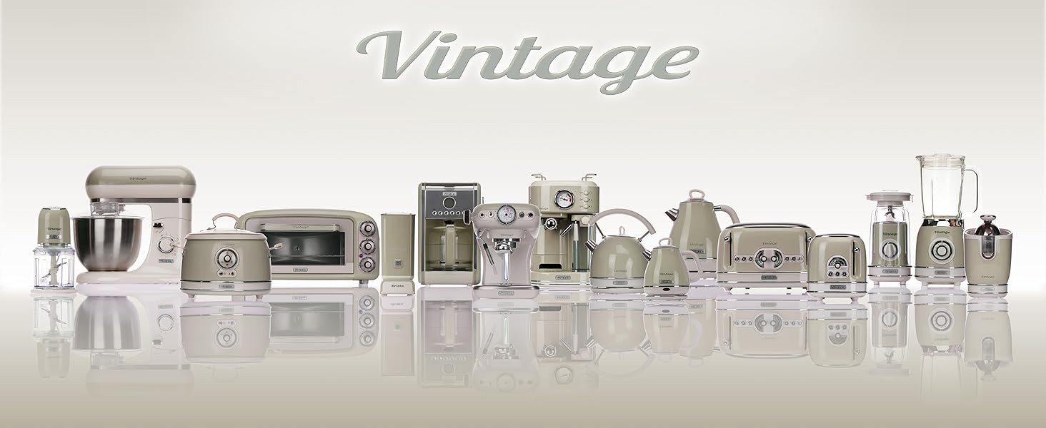 Міксер ручний Ariete Vintage 1548, 450W, Бежевий, 5 швидкостей, турбо-функція, 2 насадки для тіста та збивання