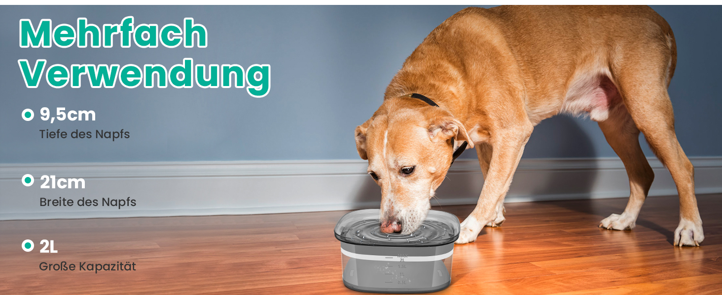 Миска для собак PETTOM 2L, проти проливання, чорна