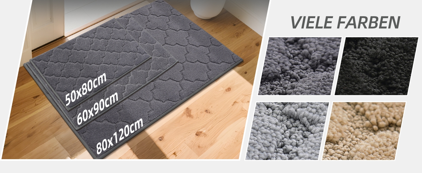 Килимок придверний COSY HOMEER 50x80 см сірий, антиковзний, вологостійкий, для кухні, коридору, тераси - машинне прання