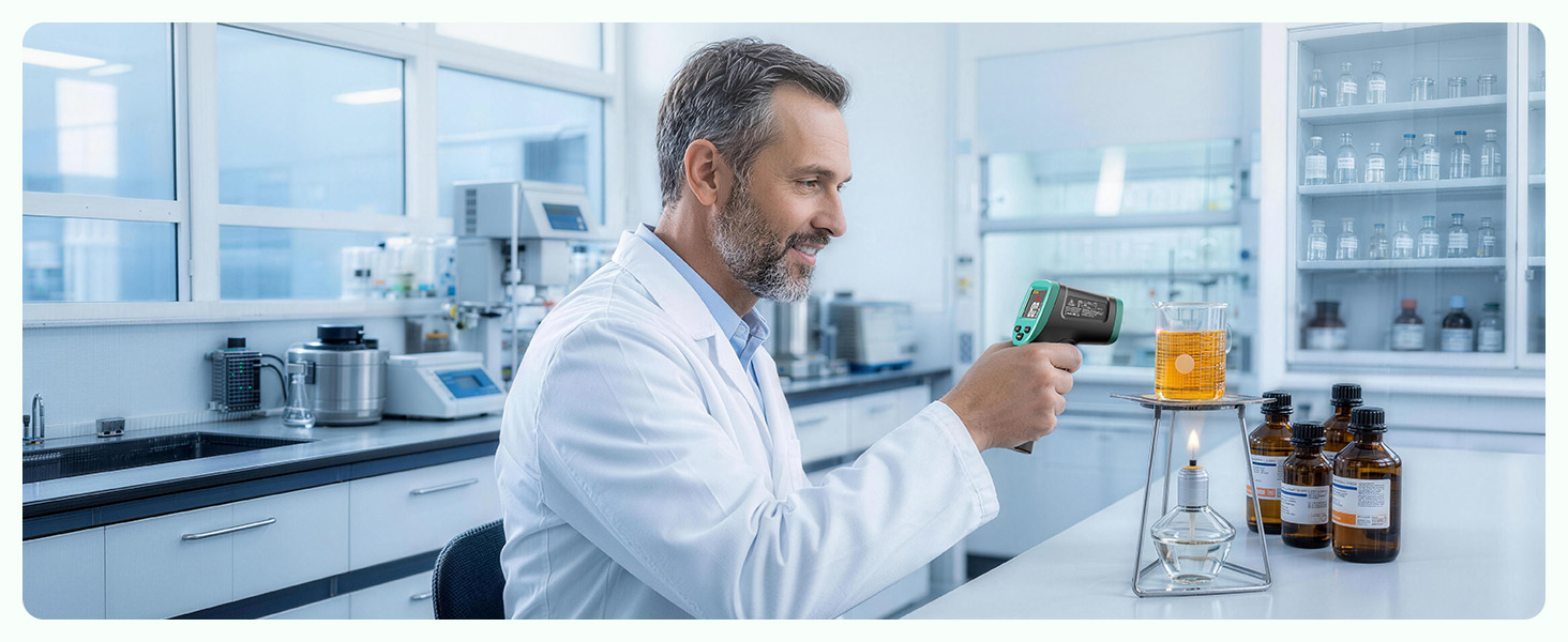 Інфрачервоний термометр ERICKHILL -50℃~800℃: безконтактний лазерний вимірювач температури з LCD-дисплеєм, регульована емісійність. Підходить для приготування їжі, грилю, заморожування, промисловості.